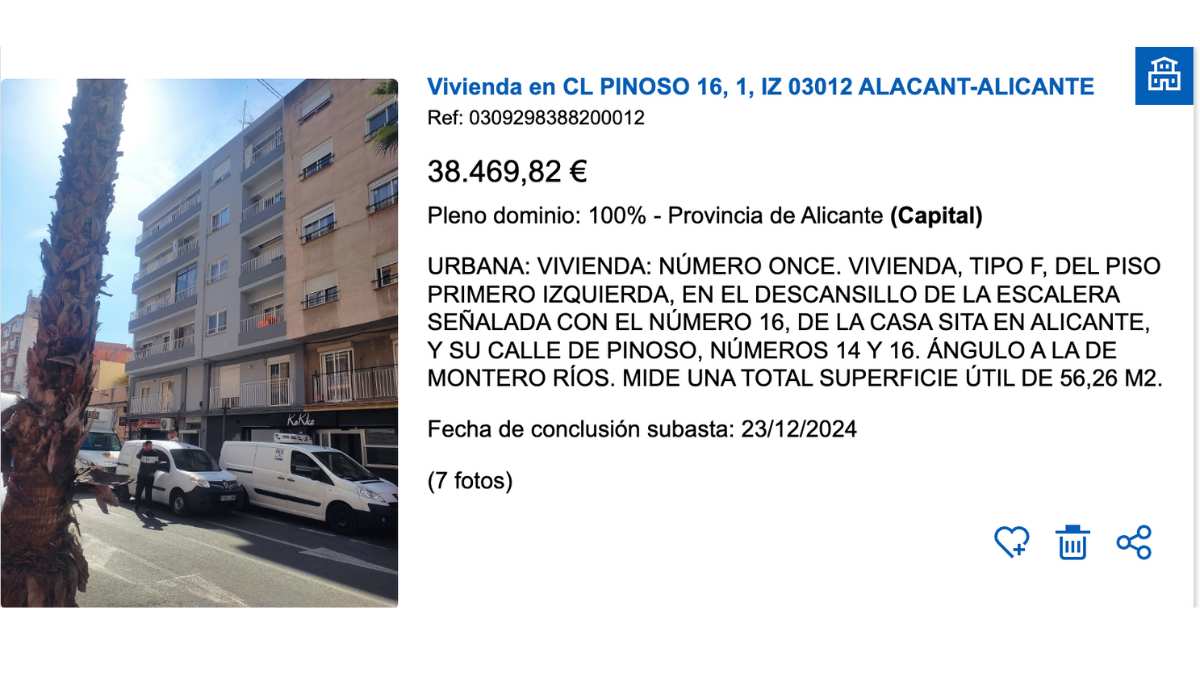 Vivienda subastada de Hacienda en Alicante