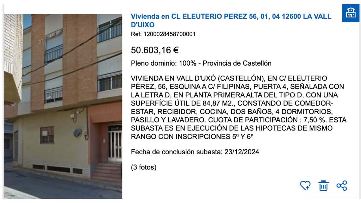 Vivienda en subasta de Hacienda en Castellón