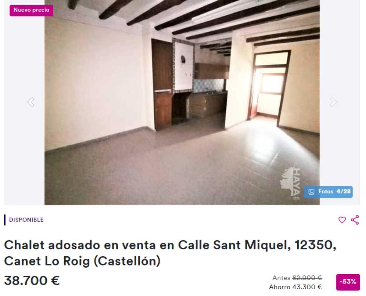 Chalet adosado en Canet Lo Roig (Castellón) por un precio de 38.700 euros 