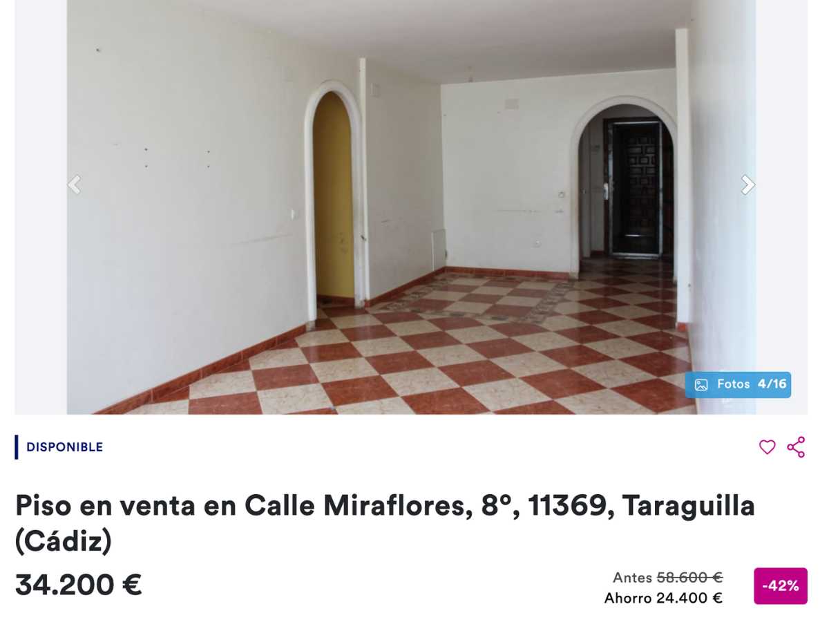 Piso en venta en Tarraguilla (Cádiz) por un precio de 34.200 euros 