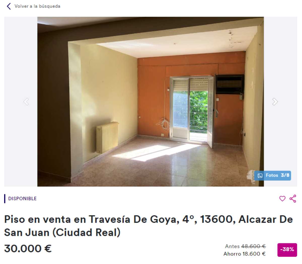 Piso en venta en Alcázar de San Juan por un precio de 30.000 euros 