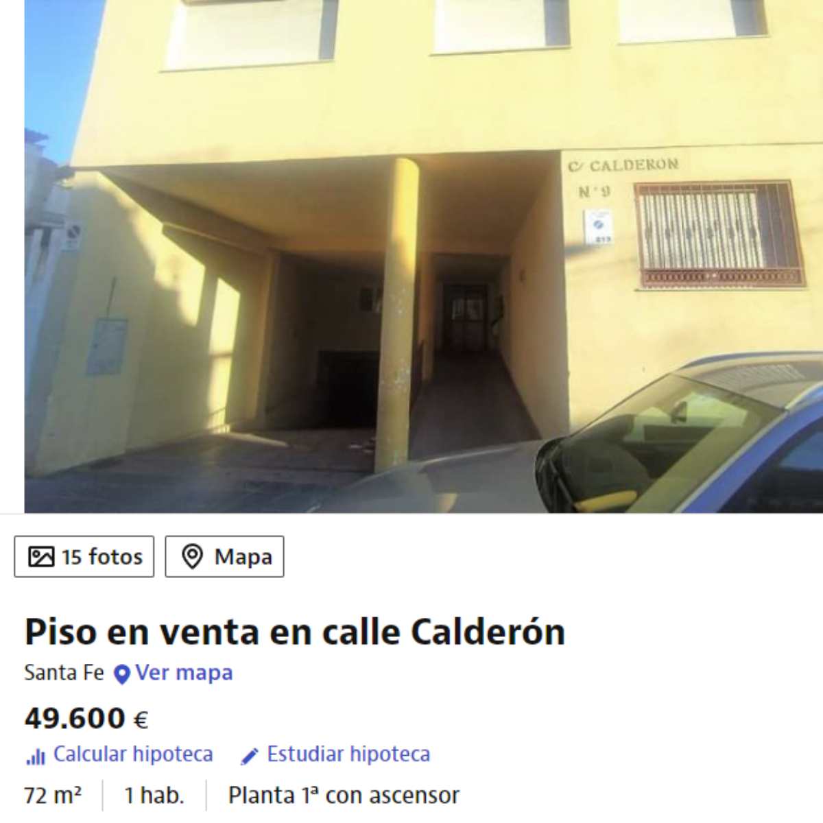 Piso en venta en Santa Fe (Granada) por un precio de 49.600 euros 