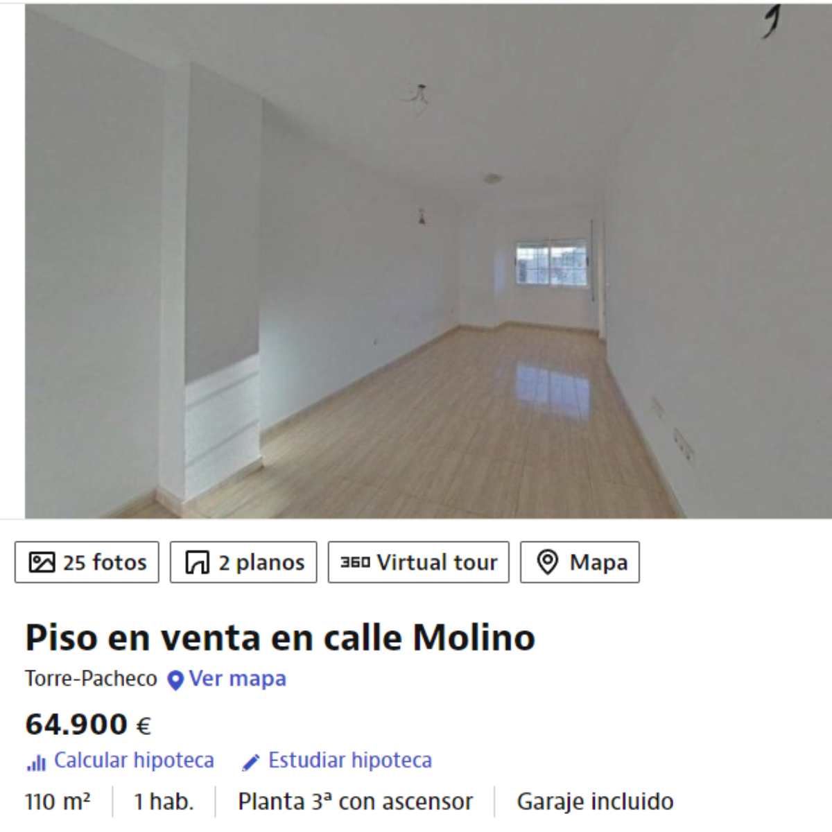 Piso a la venta en Torre-Pacheco (Murcia) por un precio de 64.9000 euros 