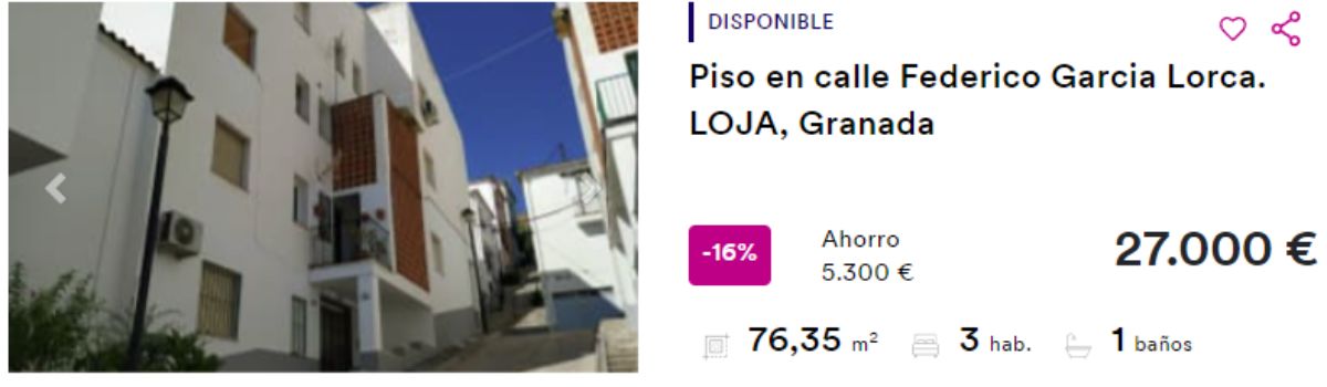 Piso en venta en Loja (Granada) por un precio de 27.000 euros 