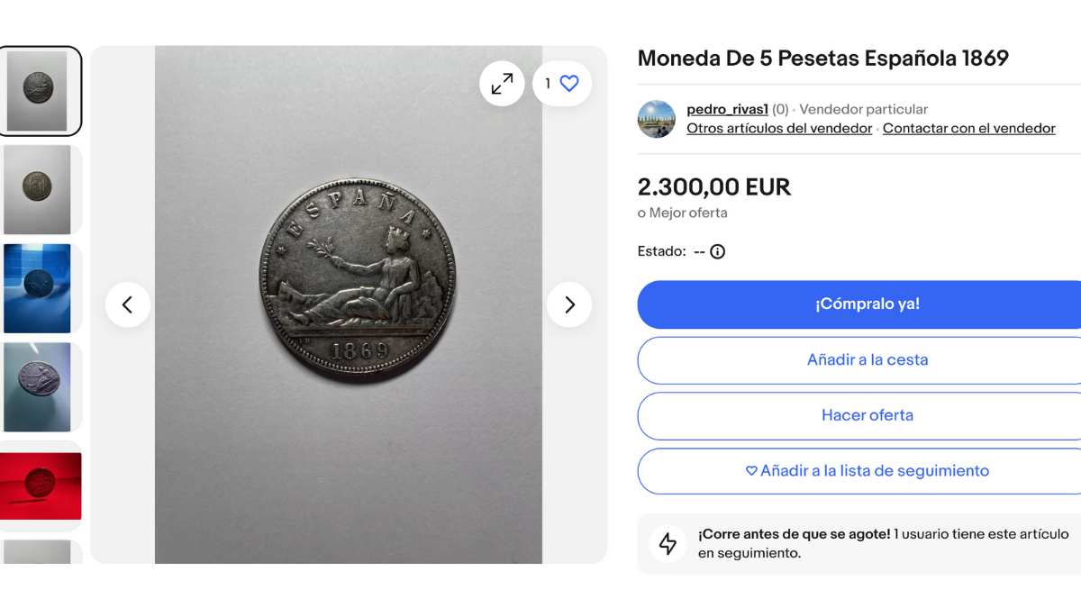 Moneda de 5 pesetas de 1869