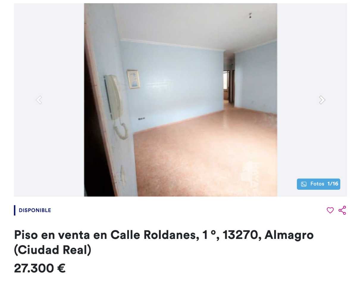 Piso en venta el Almagro (Ciudad Real) por un precio de 27.300 euros 