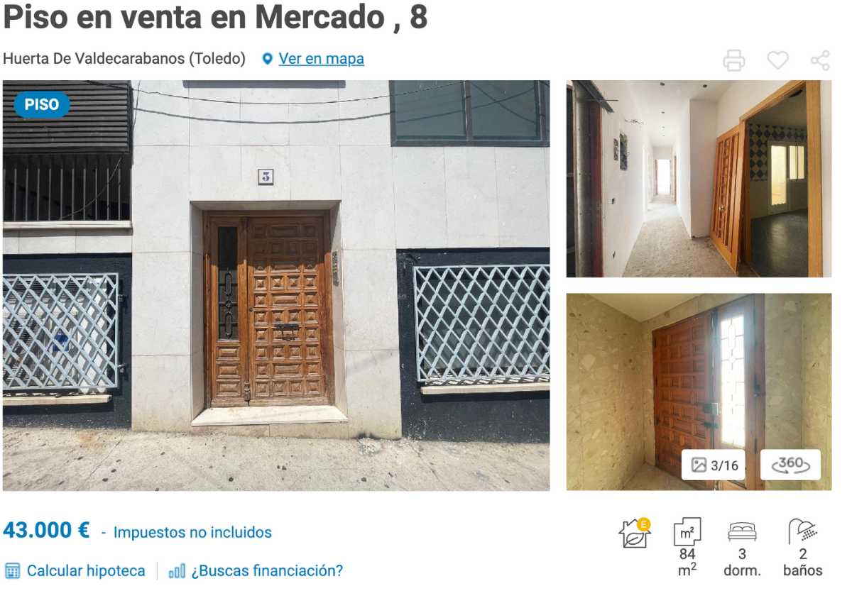 Piso en venta en Huerta de Valdecarábanos por un precio de 43.000 euros 