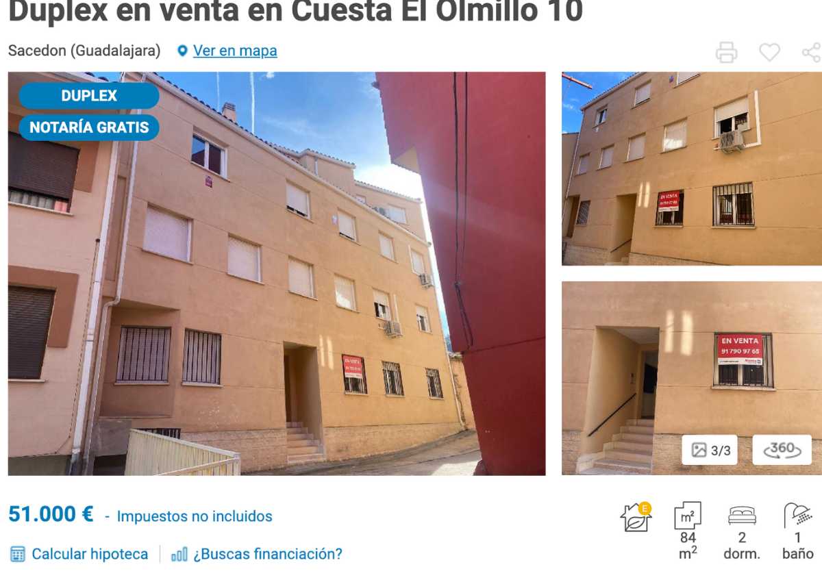 Dúplex en venta en Sacedón por un precio de 51.000 euros 