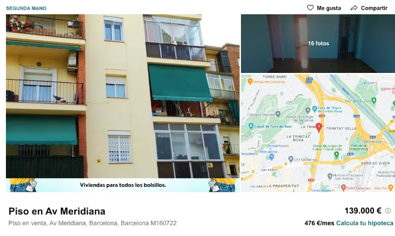 Piso en venta en Barcelona de tres dormitorios