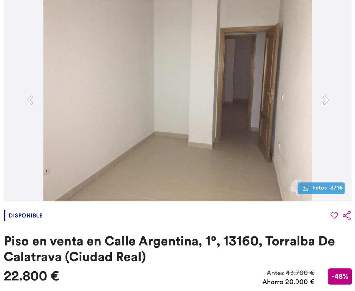 Piso en venta en Torralba de Calatrava (Ciudad Real) por un precio de 22.800 euros 