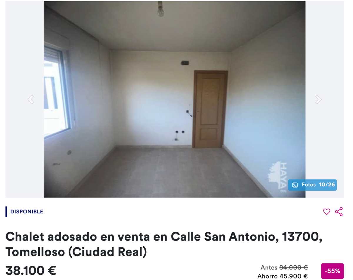 Chalet en venta de BBVA por 38.100 euros