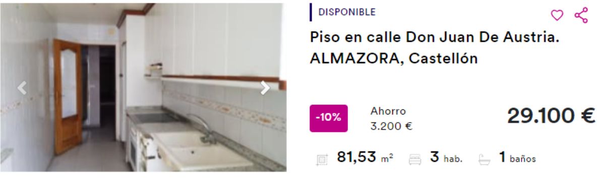 Piso en venta en Almazora (Castellón), por un precio de 29.100 euros 