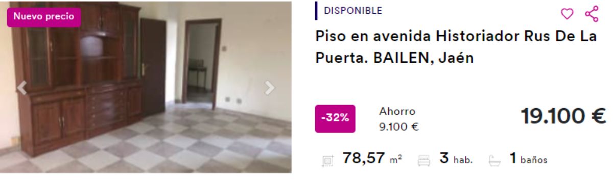 Piso en venta en Bailen (Jaén), por un precio de 19.100 euros 