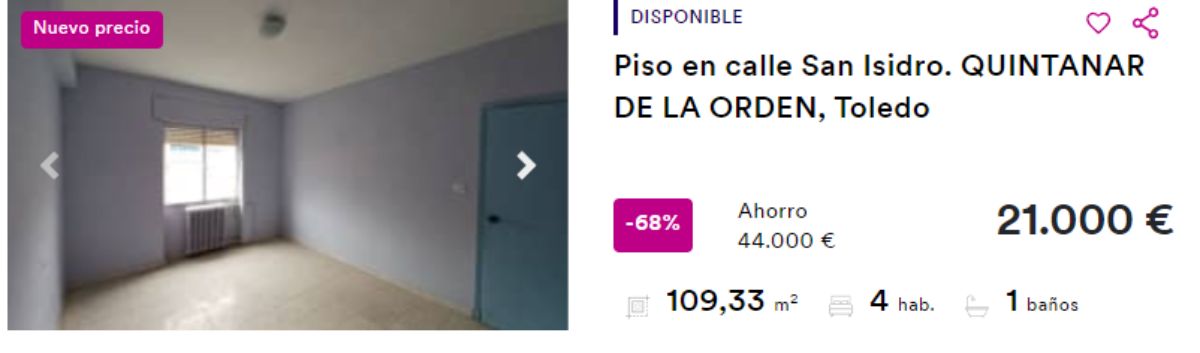 Piso en venta en Quintanar de la Orden (Toledo), por un precio de 21.000 euros