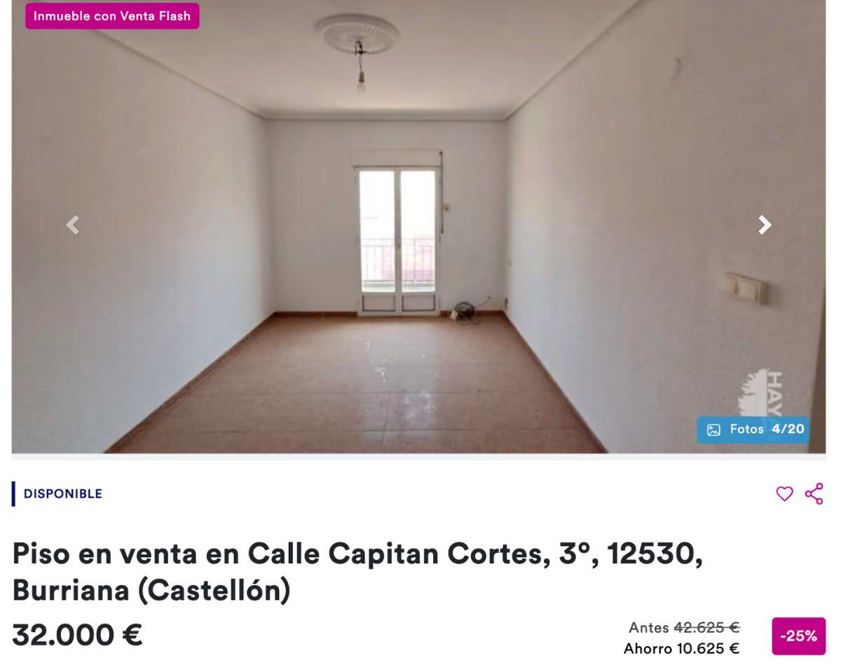 Piso en venta de CaixaBank por 32.000 euros 