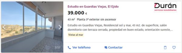 Estudio en venta en Guardias Viejas por 39.000 euros
