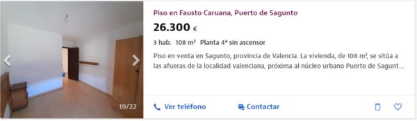 Piso en venta en Puerto de Sagunto por 26.300 euros 