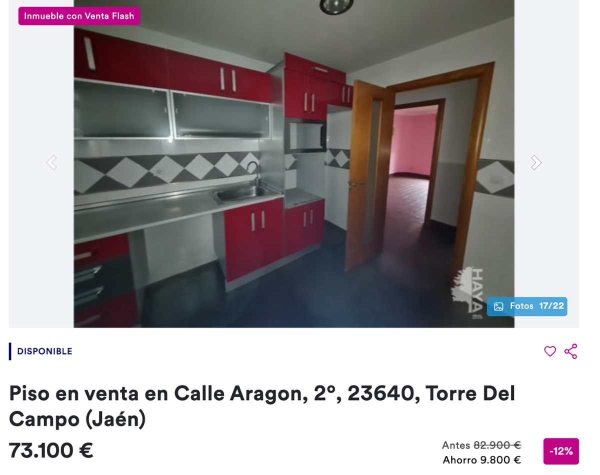 Piso en venta en Torre del Campo (Jaén) por un precio de 73.100 euros 