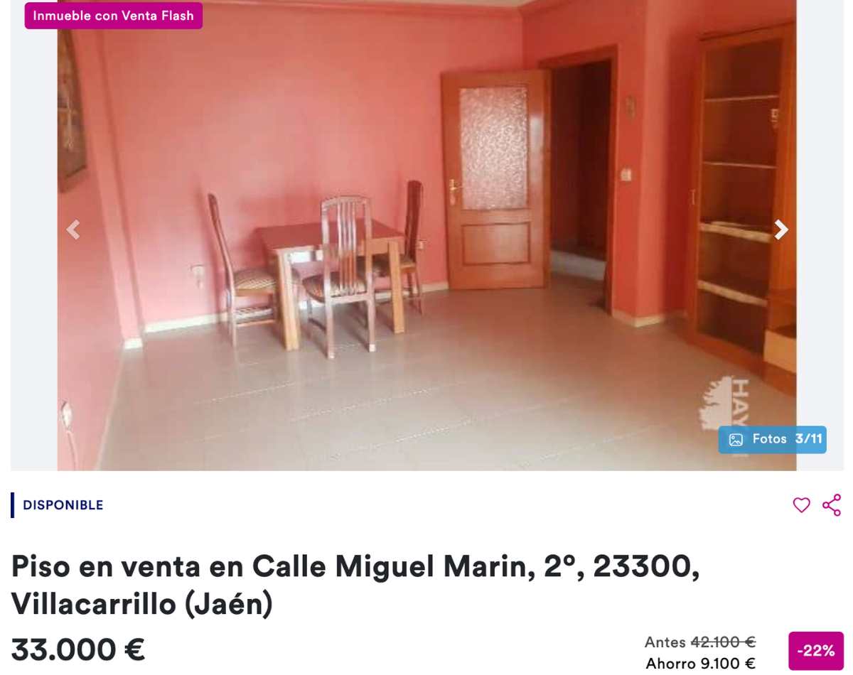 Piso en venta en Villacarrillo (Jaén) por un precio de 33.000 euros 