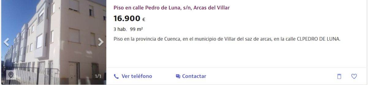 Piso en venta en Arcas del Villar por un precio de 16.900 euros 