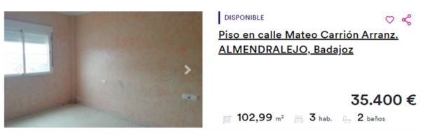 Piso en venta en Almendralejo por 35.400 euros