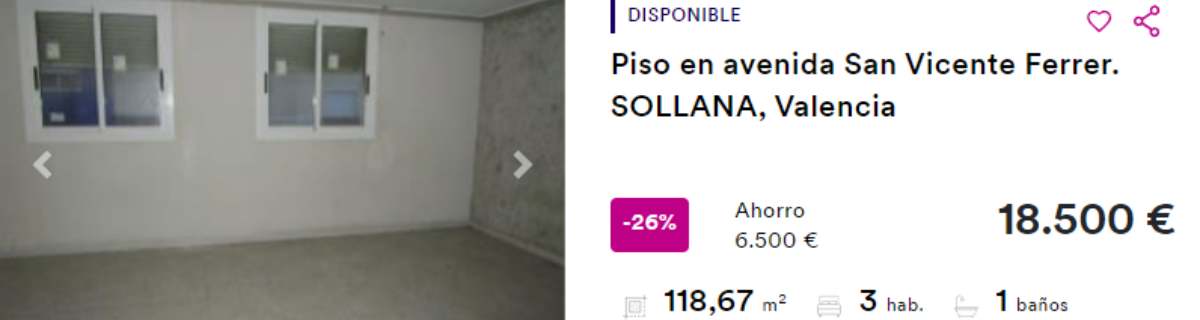 Piso en venta en Sollana (Valencia) por un precio de 18.500 euros 