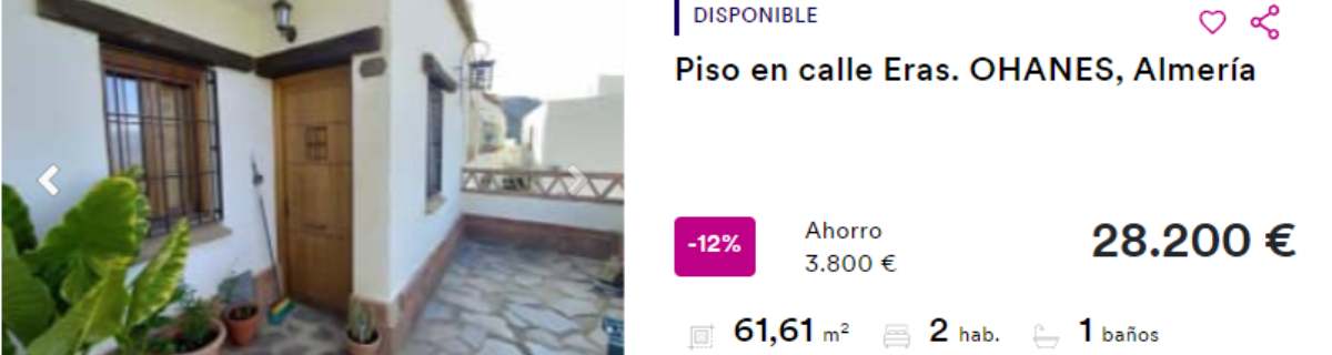 Piso en venta en Ohanes (Almería) por un precio de 28.200 euros 