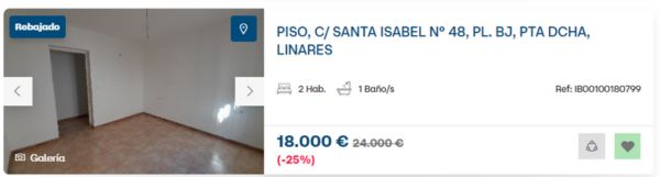 Piso en venta en Linares por 18.000 euros