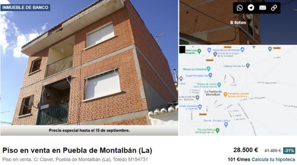 Piso en venta en La Puebla de Montalbán por 28.500 euros 