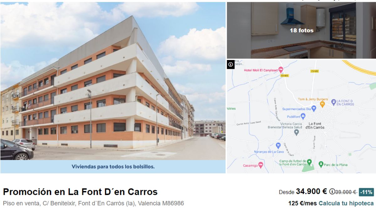 Promoción de viviendas en La Font D´en Carros desde 34.900 euros