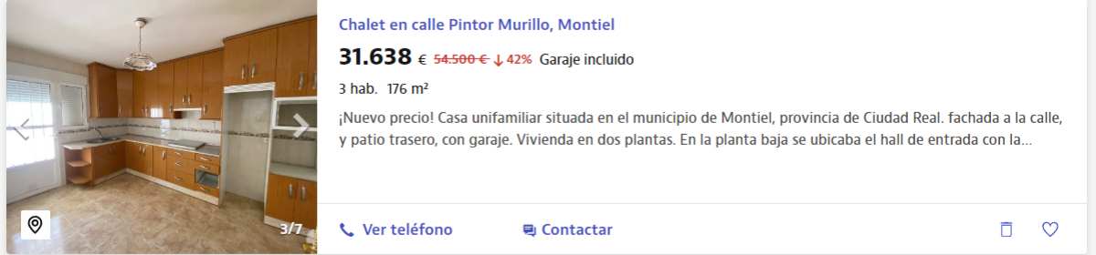 Casa o chalet en venta en Montiel por un precio de 31.638 euros 
