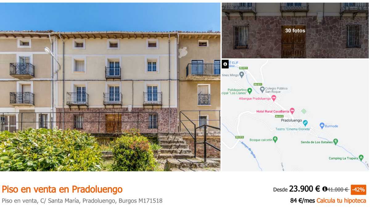 Piso en venta en Pradoluengo (Burgos) por un precio de 23.900 euros 