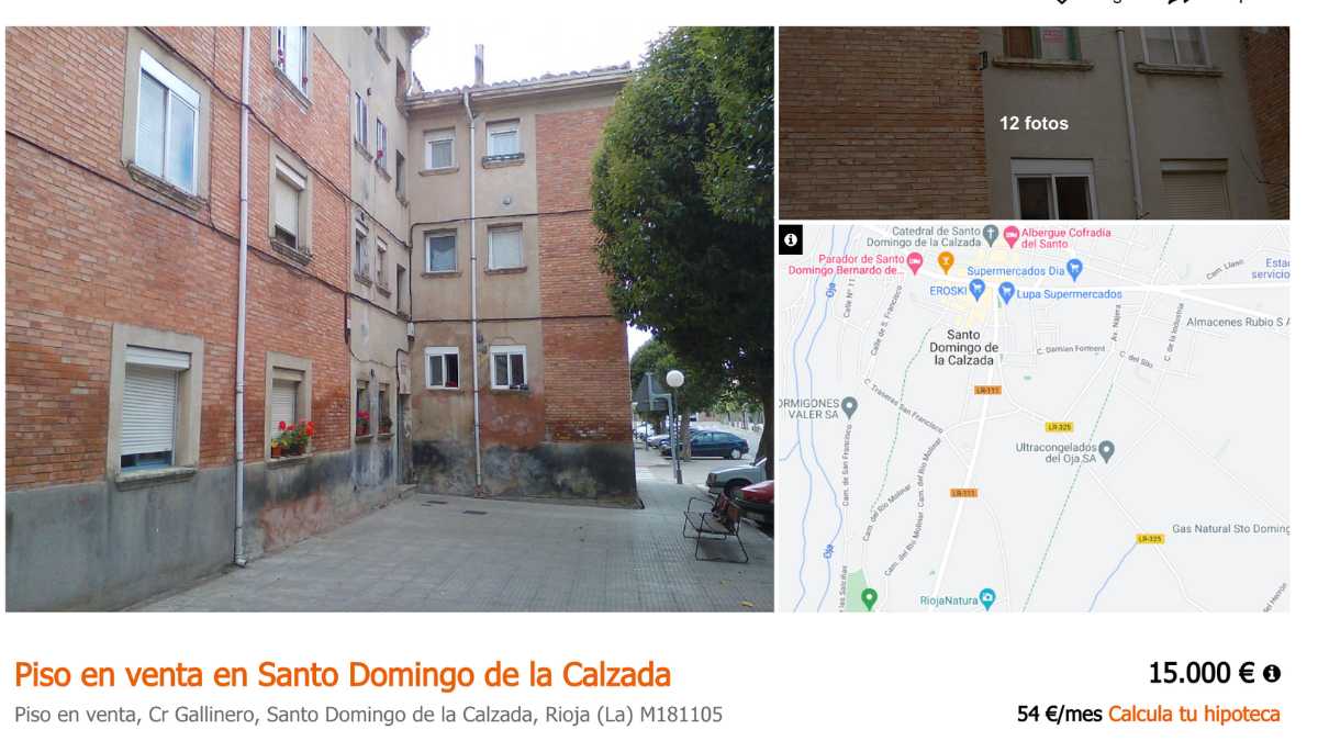 Piso en venta en Santo Domingo de la Calzada (La Rioja) por un precio de 15.000 euros 