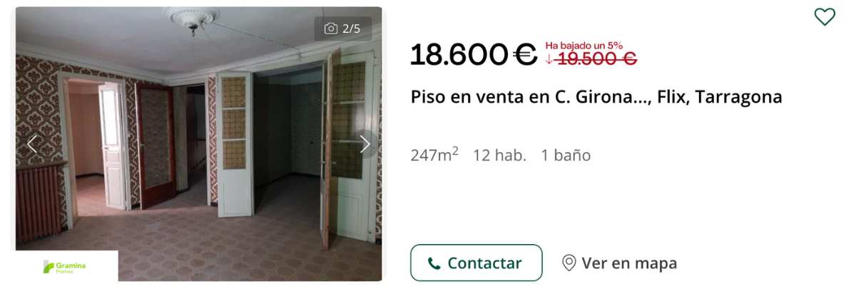 Piso en venta en Flix (Tarragona) por un precio de 18.600 euros 