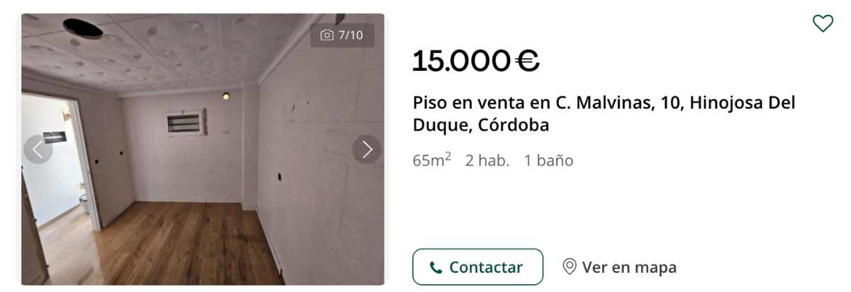 Piso en venta en Hinojosa del Duque (Córdoba) por un precio de 15.000 euros 