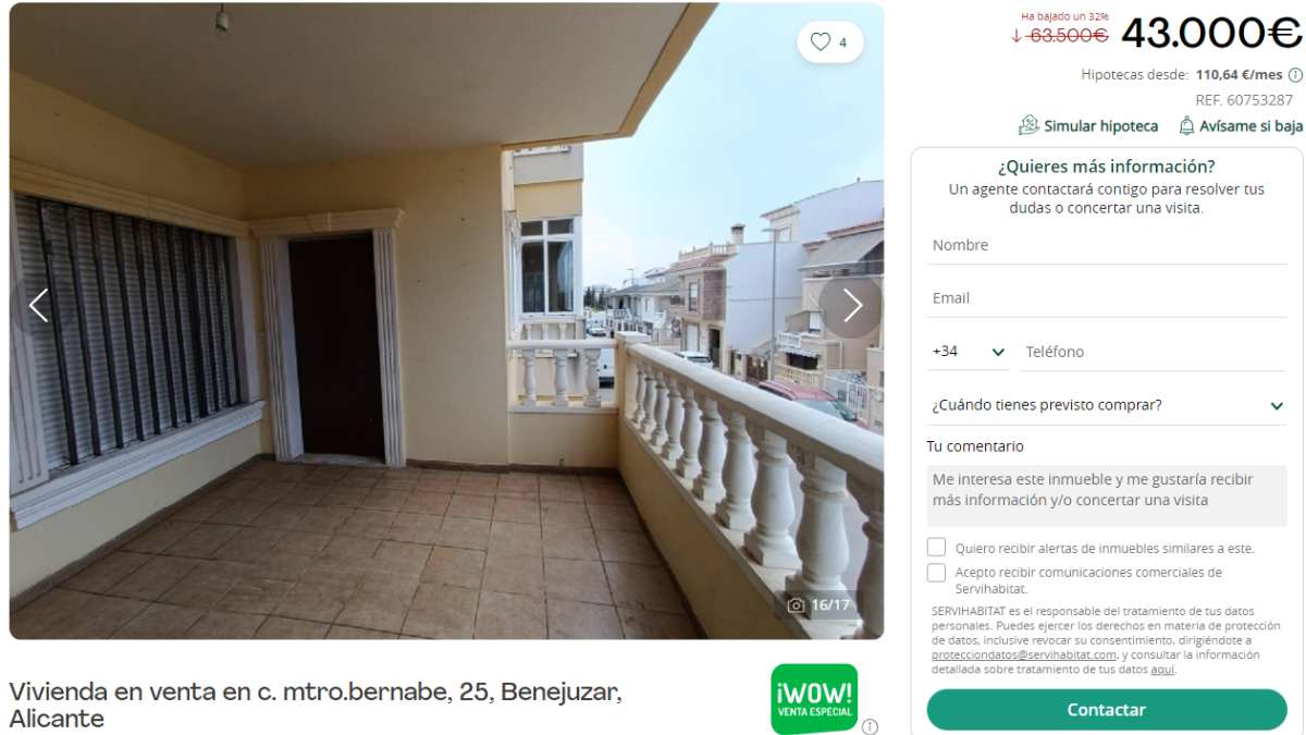 Vivienda en venta en Benejuzar (Alicante) por un precio de 43.000 euros 