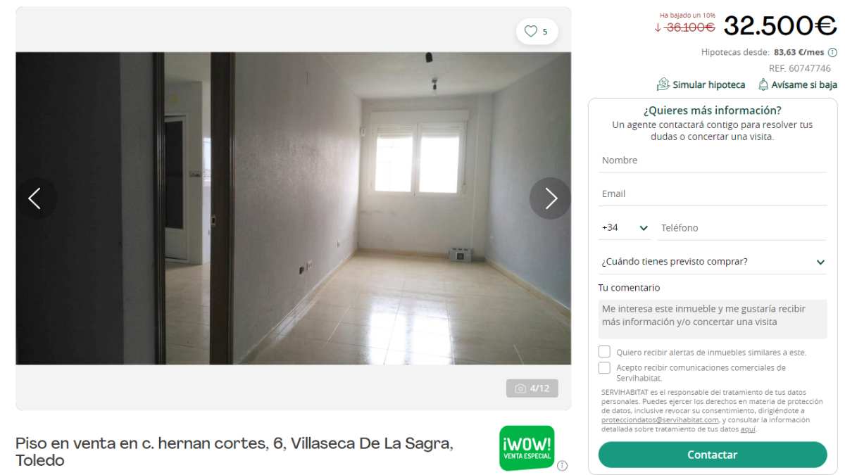 Vivienda en venta en Villaseca de la Sagra (Toledo) por un precio de 32.500 euros