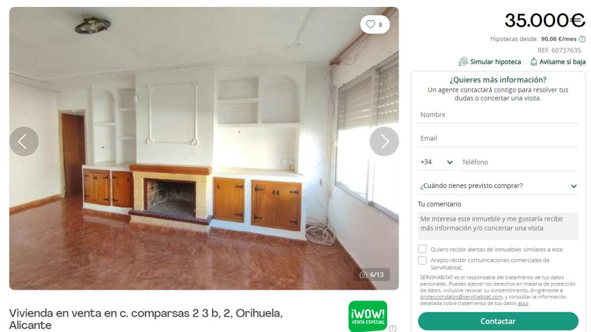 Vivienda en venta en Orihuela (Alicante) por un precio de 35.000 euros
