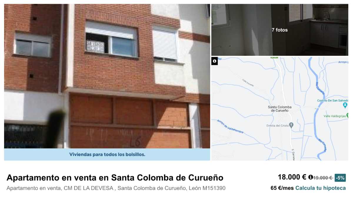 Apartamento en venta en Santa Colomba de Curueño (León) por un precio de 18.000 euros | Solvia