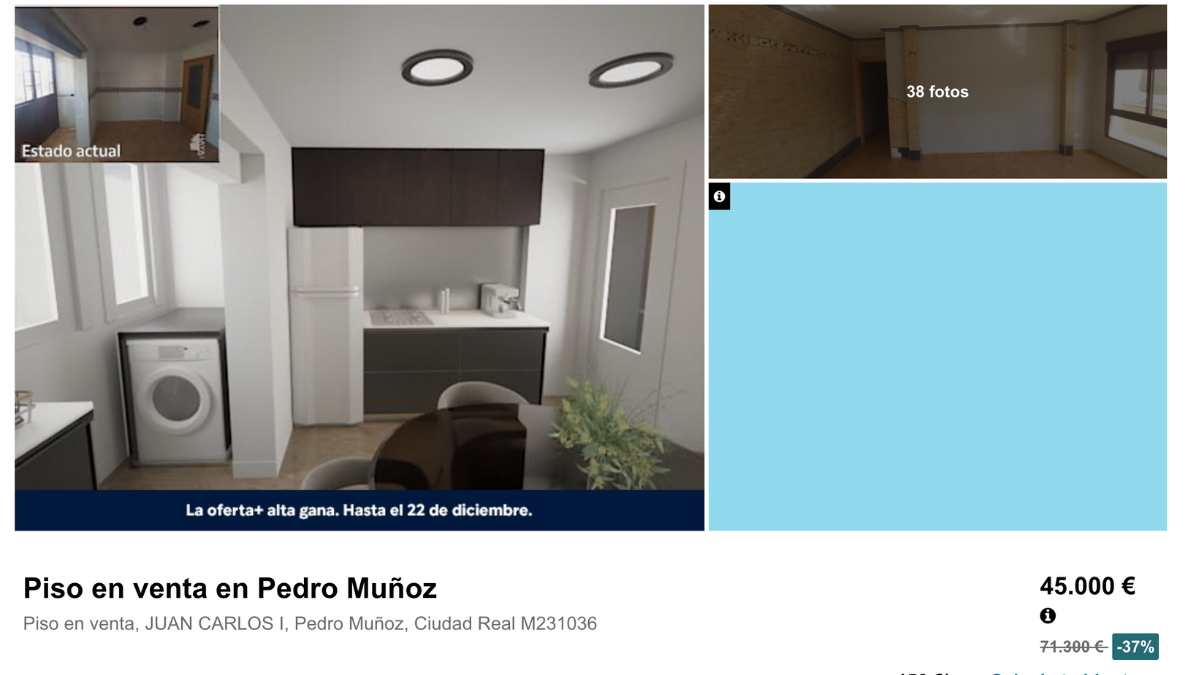 Piso en venta en Pedro Muñoz por un precio de 45.000 euros 