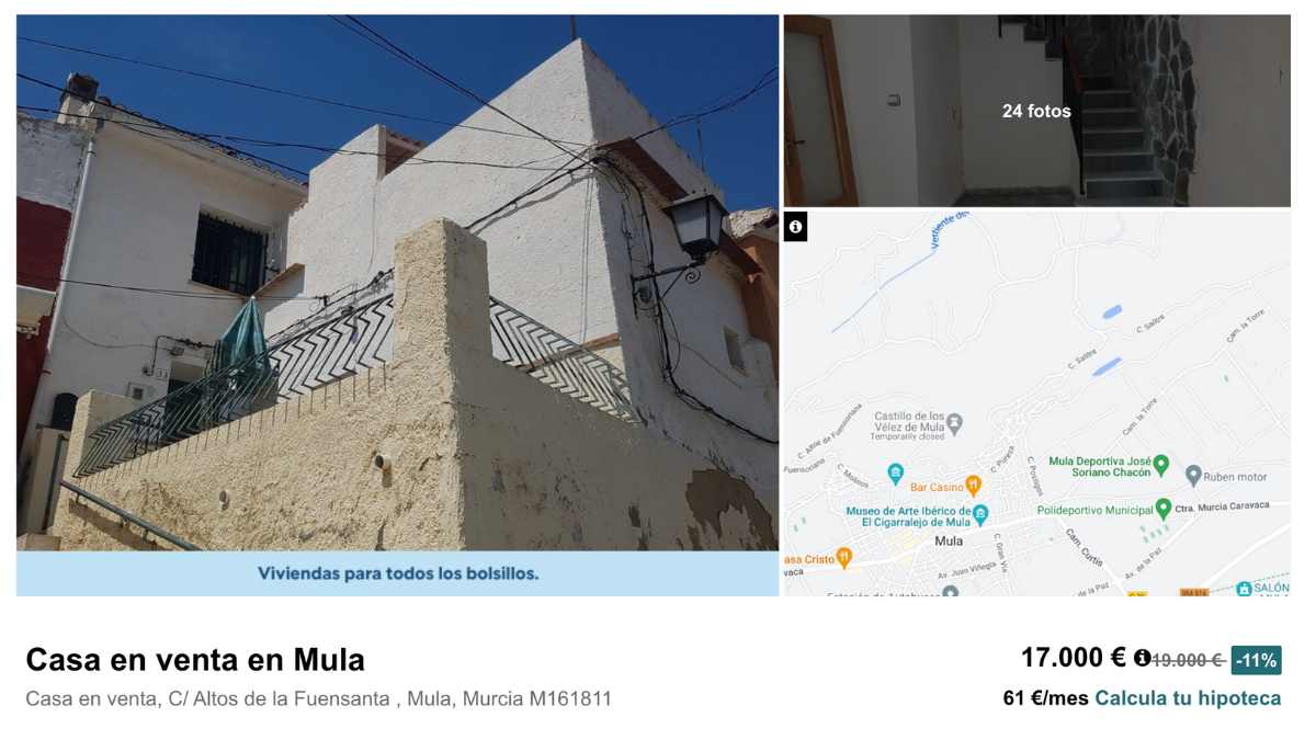 Casa en venta en Mula (Murcia) por un precio de 17.000 euros | Solvia