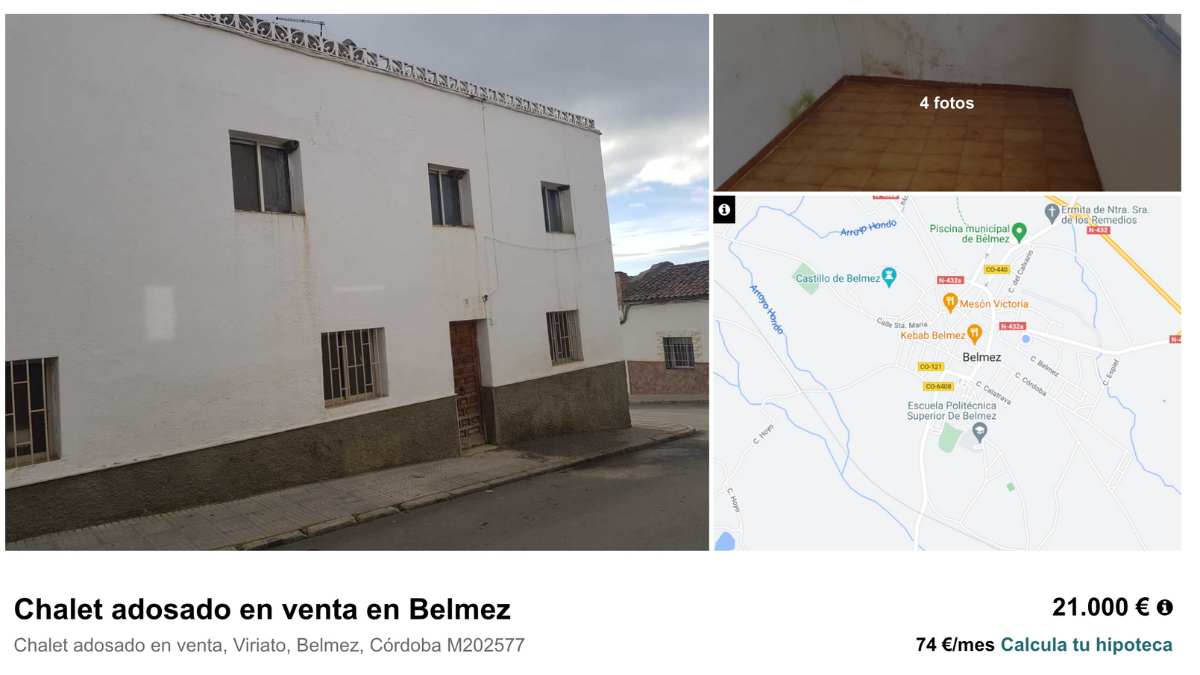 Chalet adosado en Belmez (Córdoba) por un precio de 21.000 euros 