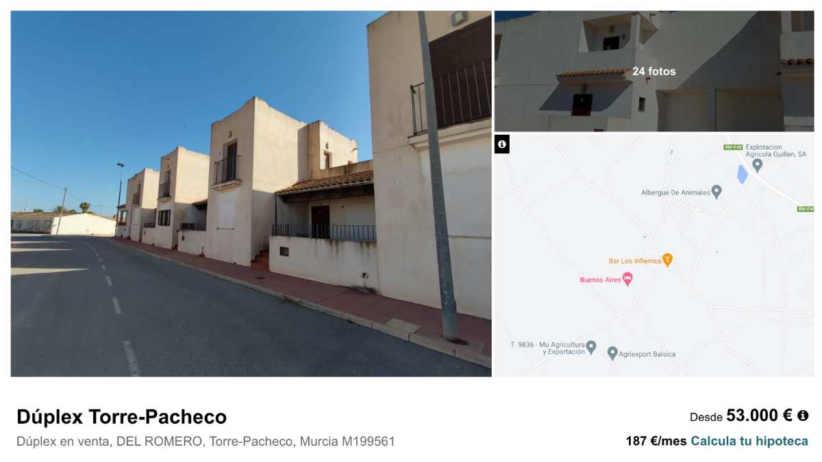 Dúplex en Torre-Pacheco (Murcia) por un precio de 53.000 euros. 