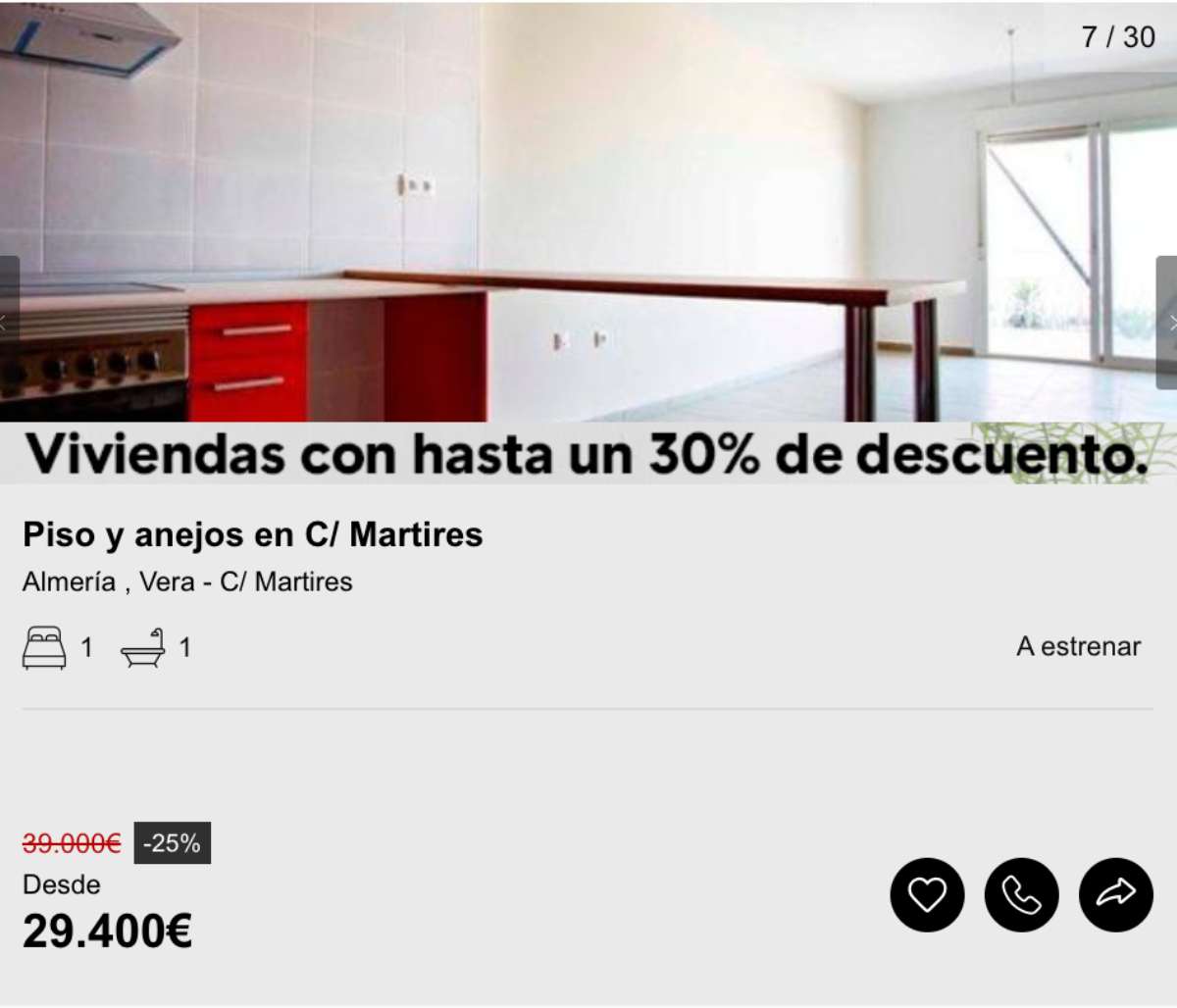 Piso en venta en Vera por un precio de 29.400 euros 