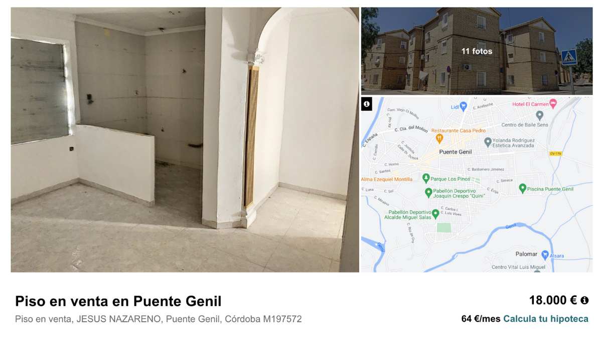 Piso en venta en Puente Genil (Córdoba) por un precio de 18.000 euros 