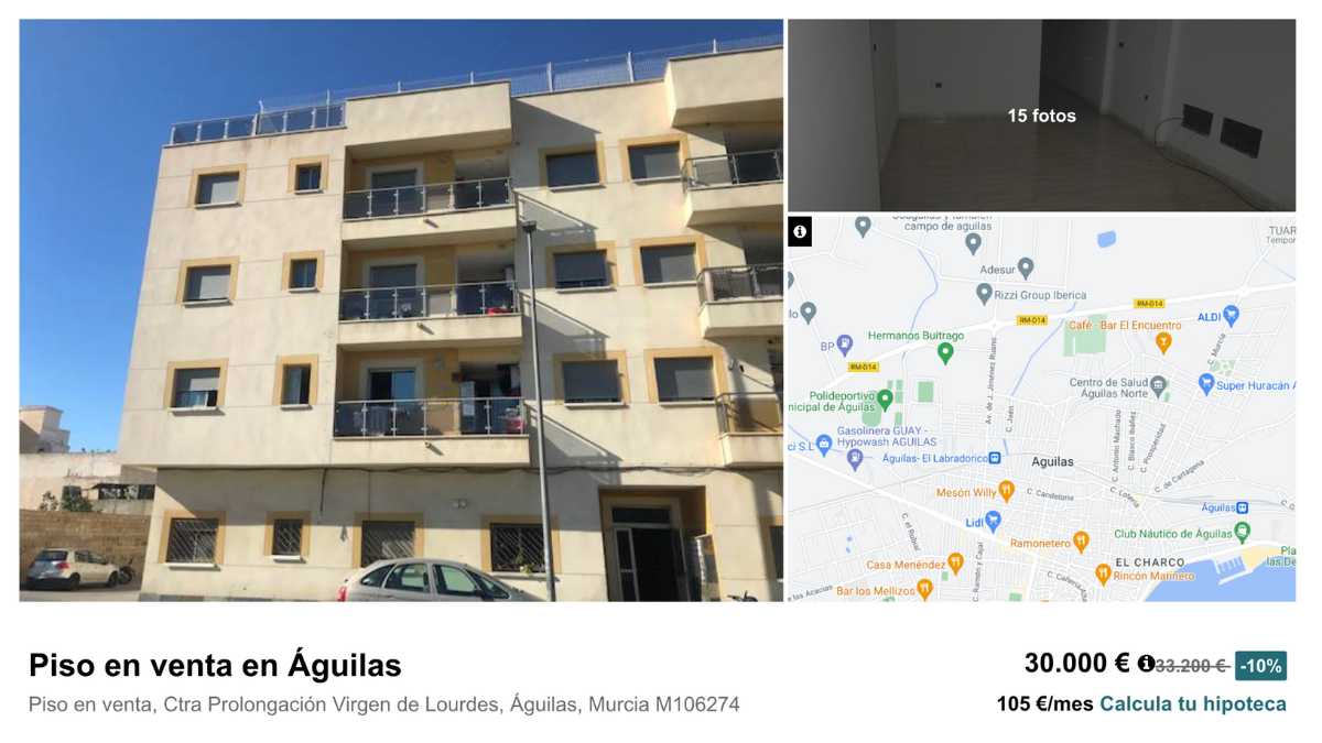 Piso en venta en Águilas (Murcia) por un precio de 30.000 euros 