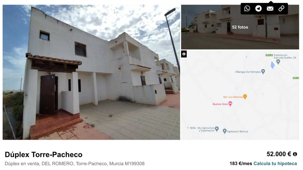 Dúplex en venta en Torre-Pacheco (Murcia) por un precio de 52.000 euros  