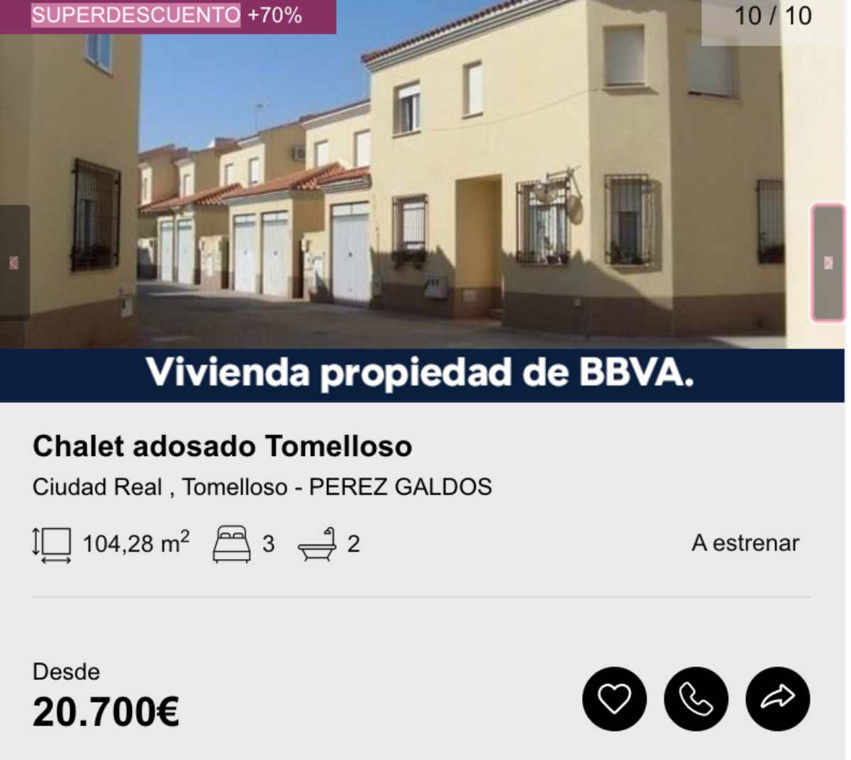 Chalet adosado a la venta en Tomelloso por un precio de 20.700 euros 