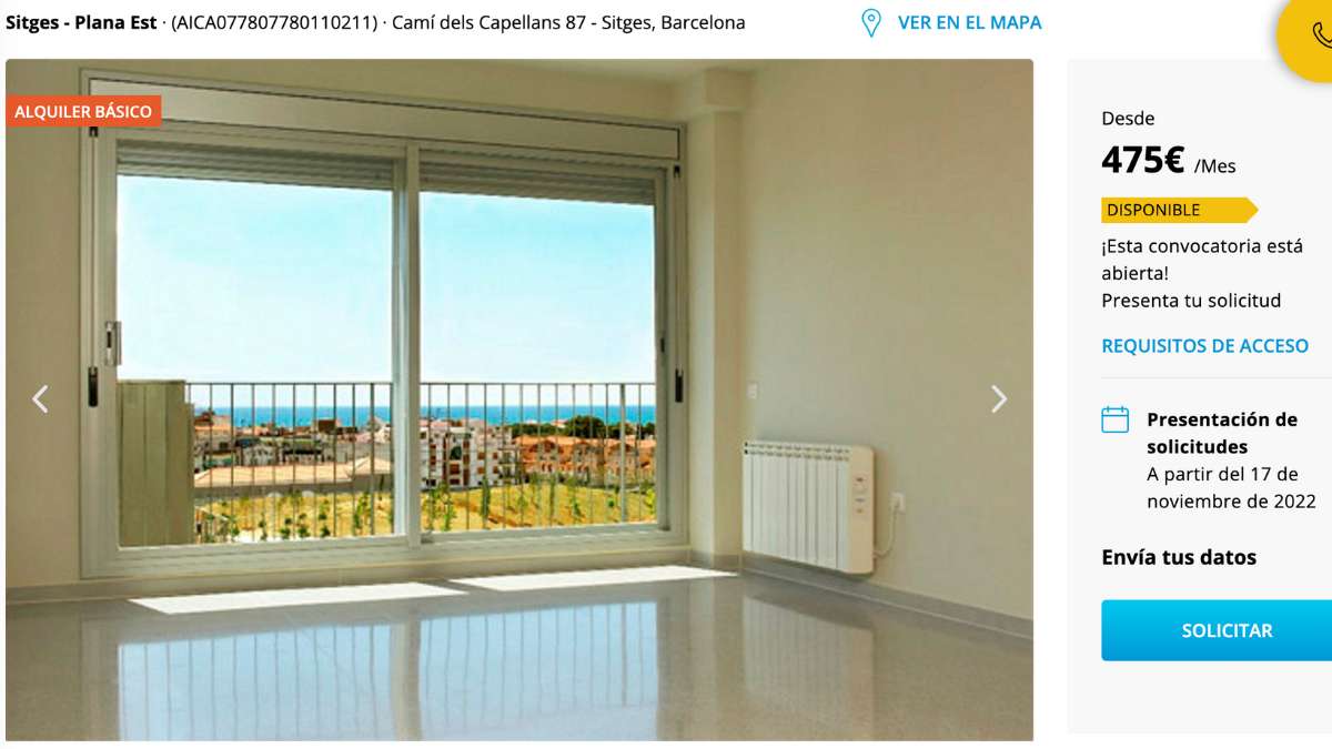 Piso de alquiler en Sitges por un precio de 475 euros 