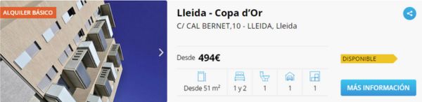 Piso de alquiler básico en Lleida por 494 euros al mes 